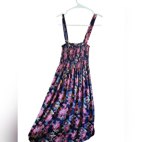 Floral Print Sundress Knee Length Stretchy Waist Size M - Picture 7 of 10